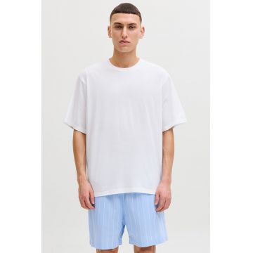 Pijama scurta lejera cu buzunare laterale - Alb/Albastru glaciar