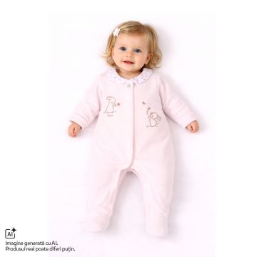 Salopeta bebe Chicco din velur cu deschidere in fata, Roz, 01750-70MFCI