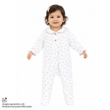 Salopeta bebelusi Chicco deschidere in fata, Alb cu albastru, 01286-70MFCI