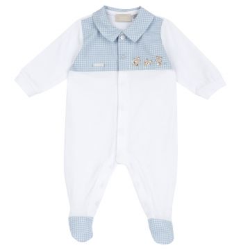 Salopeta bebelusi Chicco deschidere in fata, Alb cu albastru, 02016-70MFCI