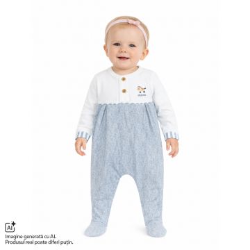 Salopeta bebelusi Chicco deschidere intre picioare, Alb cu model, 01134-70MFCI