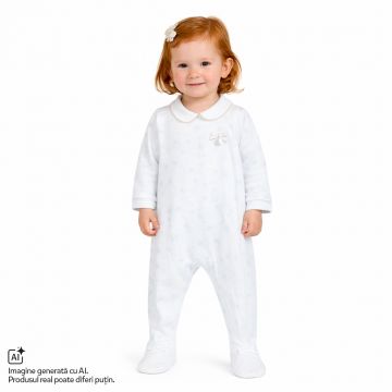 Salopeta bebelusi Chicco deschidere la scutec, Alb cu model, 01476-70MFCI