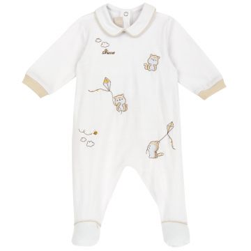 Salopeta bebelusi Chicco deschidere la scutec, Alb cu model, 01595-70MFCI