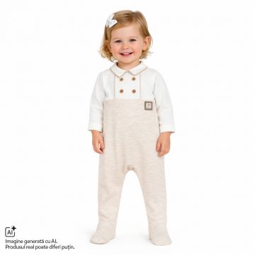 Salopeta bebelusi Chicco deschidere la scutec, Bej cu model, 01463-70MFCI