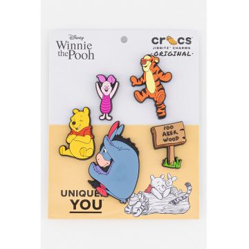 Set de talismane de cauciuc pentru saboti Jibbitz - 5 piese - Galben/Portocaliu/Albastru