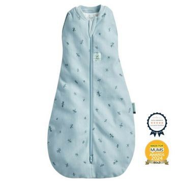 Sistem de infasat si sac de dormit, ErgoPouch, 2 in 1, 0-3 luni, 3-6 kg, TOG 1, Bumbac organic, Fermoar bidirectional, Transformabil, Lavabil la masina, Certificat non-toxic, Premiat in Australia, Model libelule, Albastru