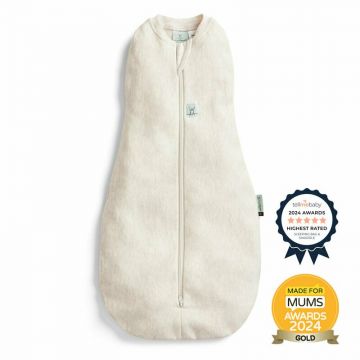 Sistem de infasat si sac de dormit, ErgoPouch, 2 in 1, 3-6 luni, 6-8 kg, TOG 0.2, Bumbac organic, Fermoar bidirectional, Transformabil, Lavabil la masina, Certificat non-toxic, Premiat in Australia, Crem