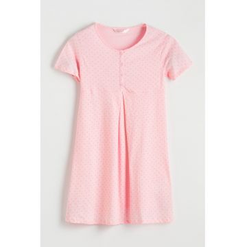 Camasa de noapte cu buline pentru gravide - Roz pastel