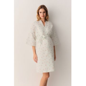Camasa de noapte cu model floral pentru gravide - Alb -