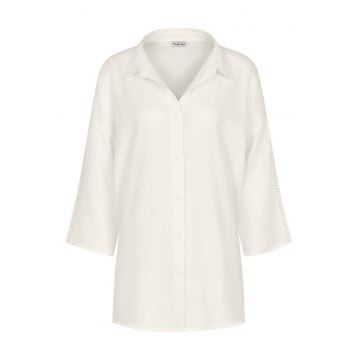 Camasa de pijama dama -  maneca lunga - alb - 55% in - 45% viscoza