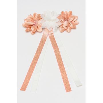 Clama cu model floral pentru par - Alb/Roz stins