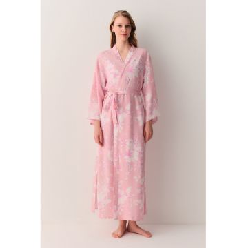 Halat cu imprimeu floral - Roz