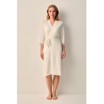 Halat de baie cu model uni - Alb murdar -