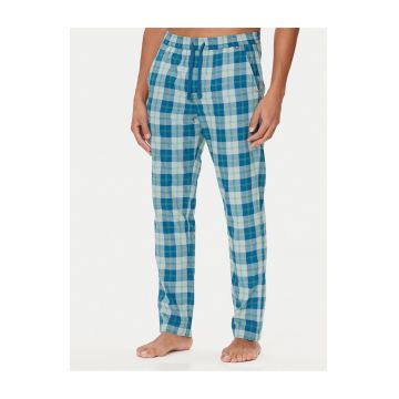Pantaloni de pijama barbati -  carouri - albastru - bumbac -