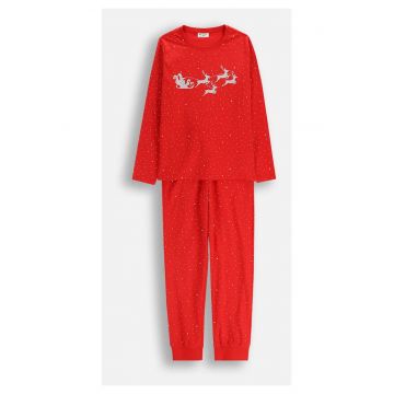 Pijama copii  Craciun - 2 piese - rosu - bumbac