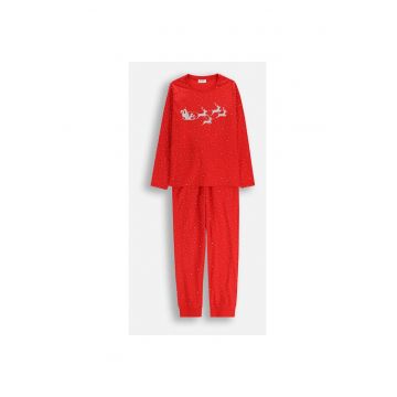 Pijama copii  Craciun - 2 piese - rosu - bumbac
