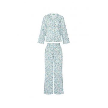 Pijama dama -  viscoza - alb/verde