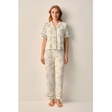 Pijama din amestec de modal cu imprimeu - Kaki