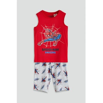 Pijama scurta cu imprimeu Spider-Man - Rosu/Alb/Albastru royal