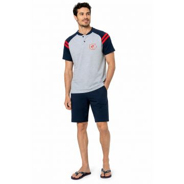 Pijama scurta cu maneci contrastante - Gri