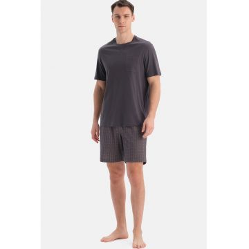 Pijama scurta din bumbac si modal - Gri inchis