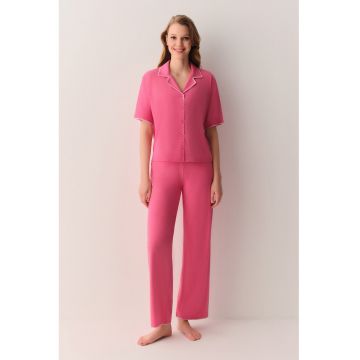 Pijama uni cu nasturi - Roz deschis