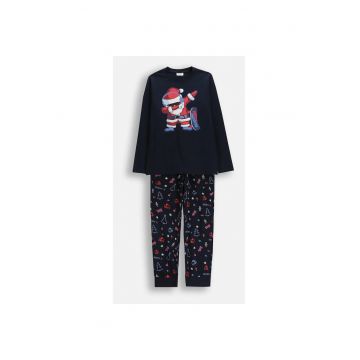 Pijamale copii -  bleumarin - bumbac - motiv de sarbatori