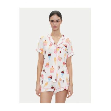 Pijamale dama  alb - colorat