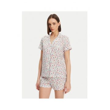 Pijamale dama  alb - floral