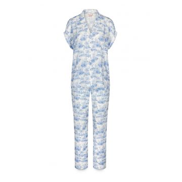 Pijamale dama -  Viscoza - nasturi - albastru