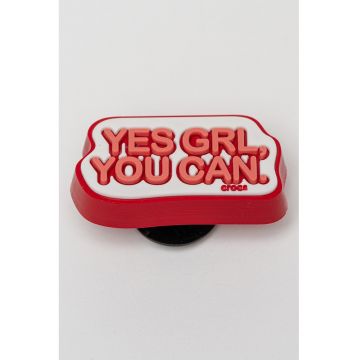 Talisman cu text imprimat Jibbitz - Coral/Alb optic