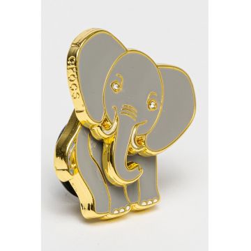 Talisman de email cu elefant Jibbitz™ - Auriu/Argintiu