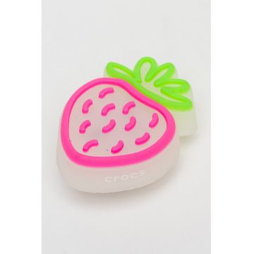 Talisman in forma de capsuna cu lumini Jibbitz™ - Roz pastel/Verde pal