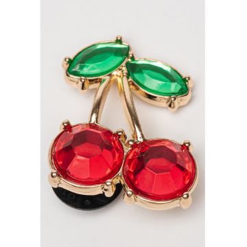 Talisman in forma de cireasa - pentru saboti - Auriu/Fucsia/Verde deschis