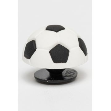 Talisman in forma de minge de fotbal Jibbitz™ - Negru stins/Alb optic