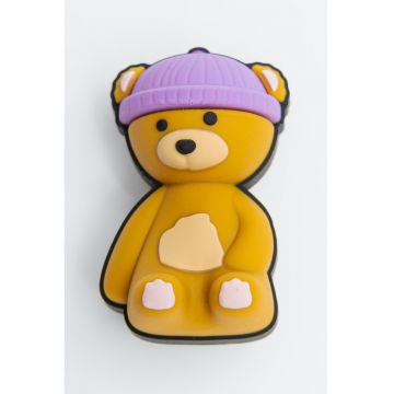 Talisman pentru saboti Jibbitz Squishy Teddy Bear - Portocaliu persan/Lila