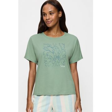 Tricou de pijama din bumbac - Verde pal