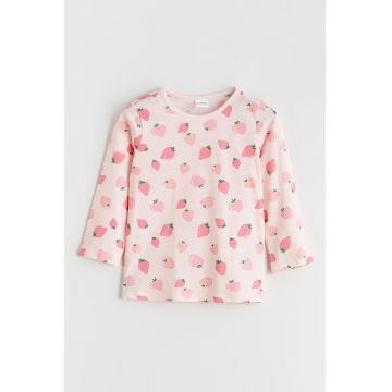 Bluza de pijama cu imprimeu capsune - Roz pal