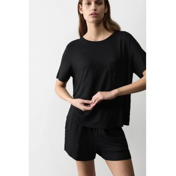 Bluza de pijama din amestdec de viscoza - Negru