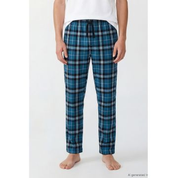 Pantaloni de pijama cu model in carouri - Alb/Albastru ultramarin/Albastru