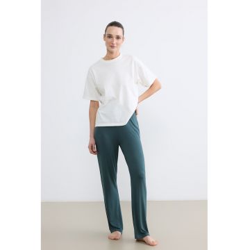 Pantaloni de pijama cu model uni - Verde aquamarin