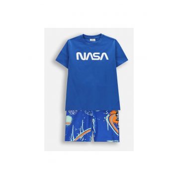 Pijama copii  albastra - 2 piese - motiv cosmic -