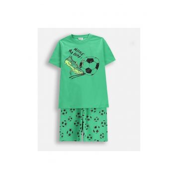 Pijama copii  set 2 piese - fotbal - verde - Verde