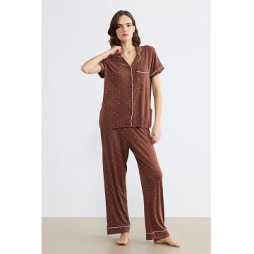 Pijama cu buline - Caramel