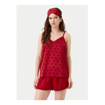 Pijama cu buline si masca pentru somn -