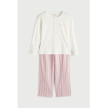 Pijama cu dungi - Rosu/Alb