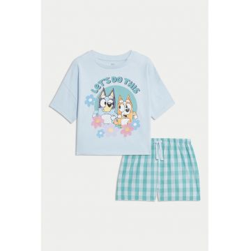 Pijama cu imprimeu desen animate - Albastru pastel/Alb optic/Albastru glaciar
