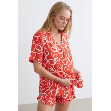 Pijama cu imprimeu grafic - Alb/Rosu vermillion