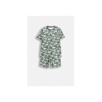 Pijama cu imprimeu si maneca scurta - Verde masliniu - Verde