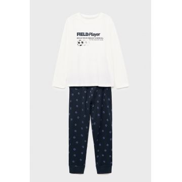 Pijama cu pantaloni lungi cu model - Albastru ultramarin/Alb optic